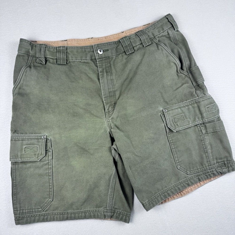 Duluth Trading Flex Fire Hose 10" Cargo‎ Short Men 40 Green Workwear Canvas